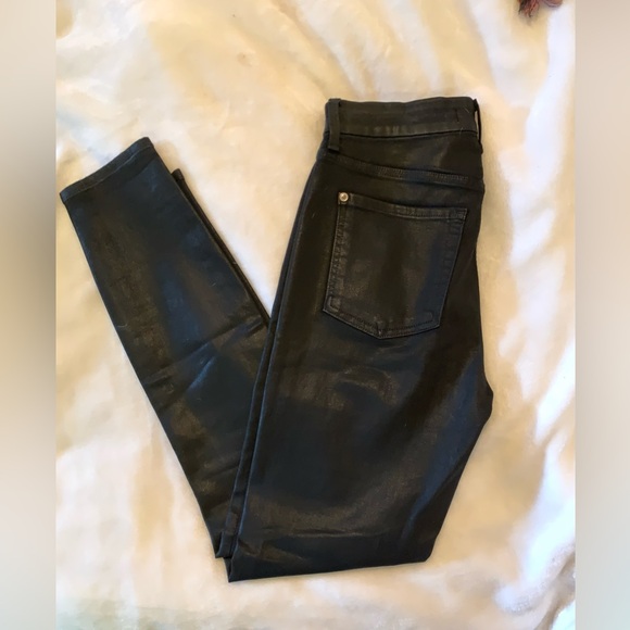NWOT 7 FOR ALL MANKIND B(AIR) High Waisted Ankle Skinny Jean in Coated Black 27 - Picture 9 of 16